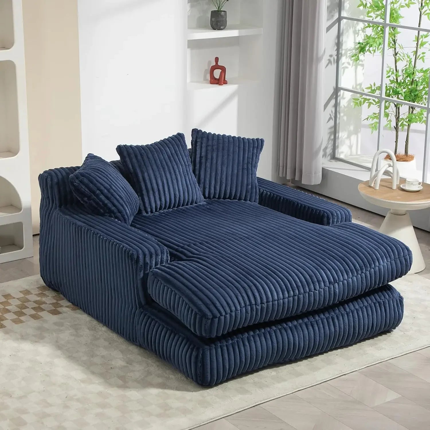 52" Upholstered Corduroy Chaise Lounge Chair - Comfy Cloud Couch