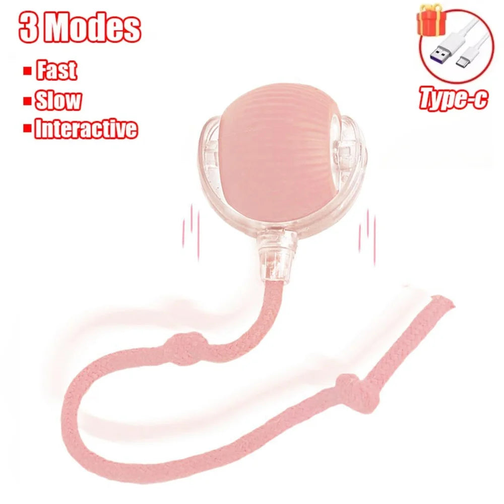 Smart Rechargeable Cat Toy Ball with Moving Tail and Auto Rolling