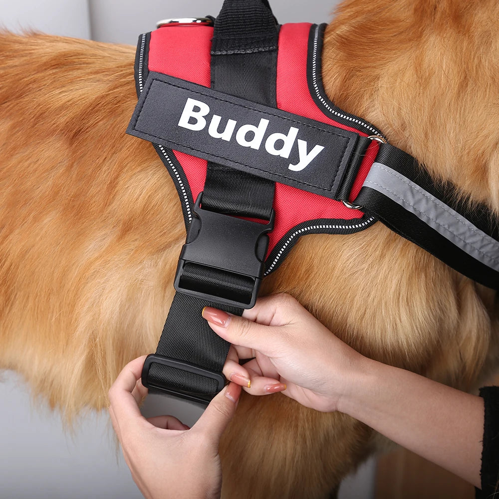Custom No-Pull Reflective Dog Harness with Personalized Patch