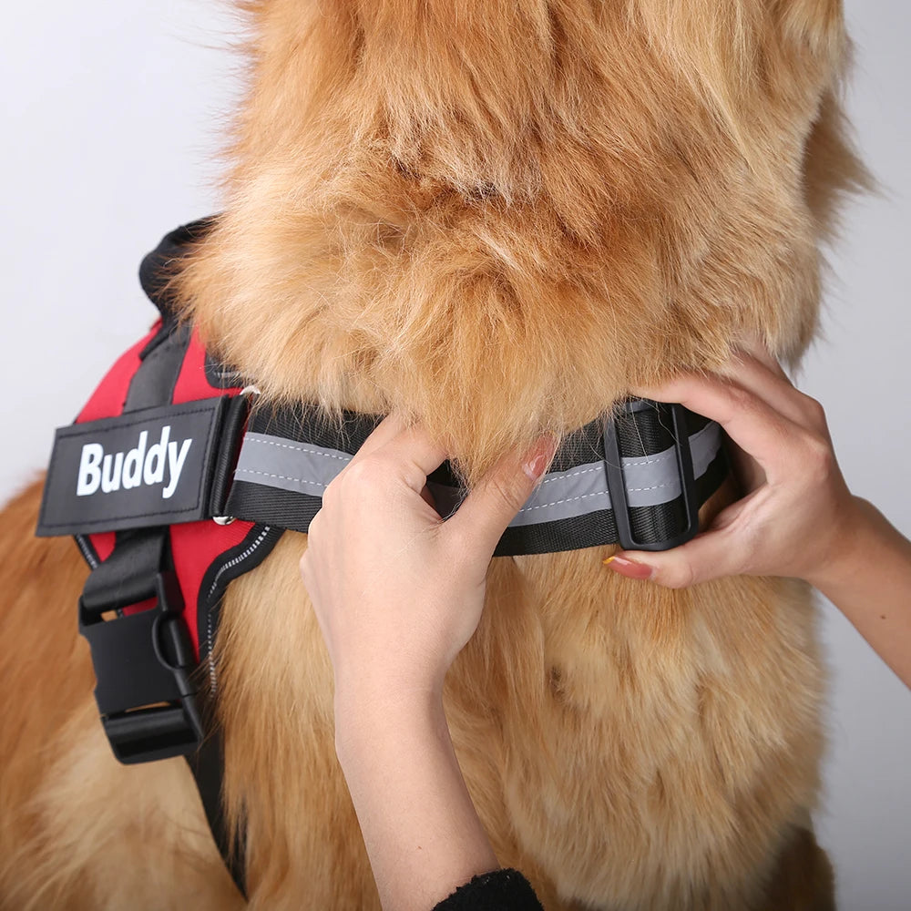 Custom No-Pull Reflective Dog Harness with Personalized Patch
