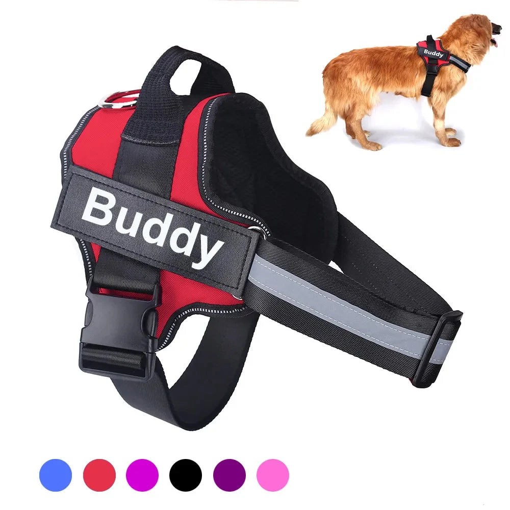 Custom No-Pull Reflective Dog Harness with Personalized Patch