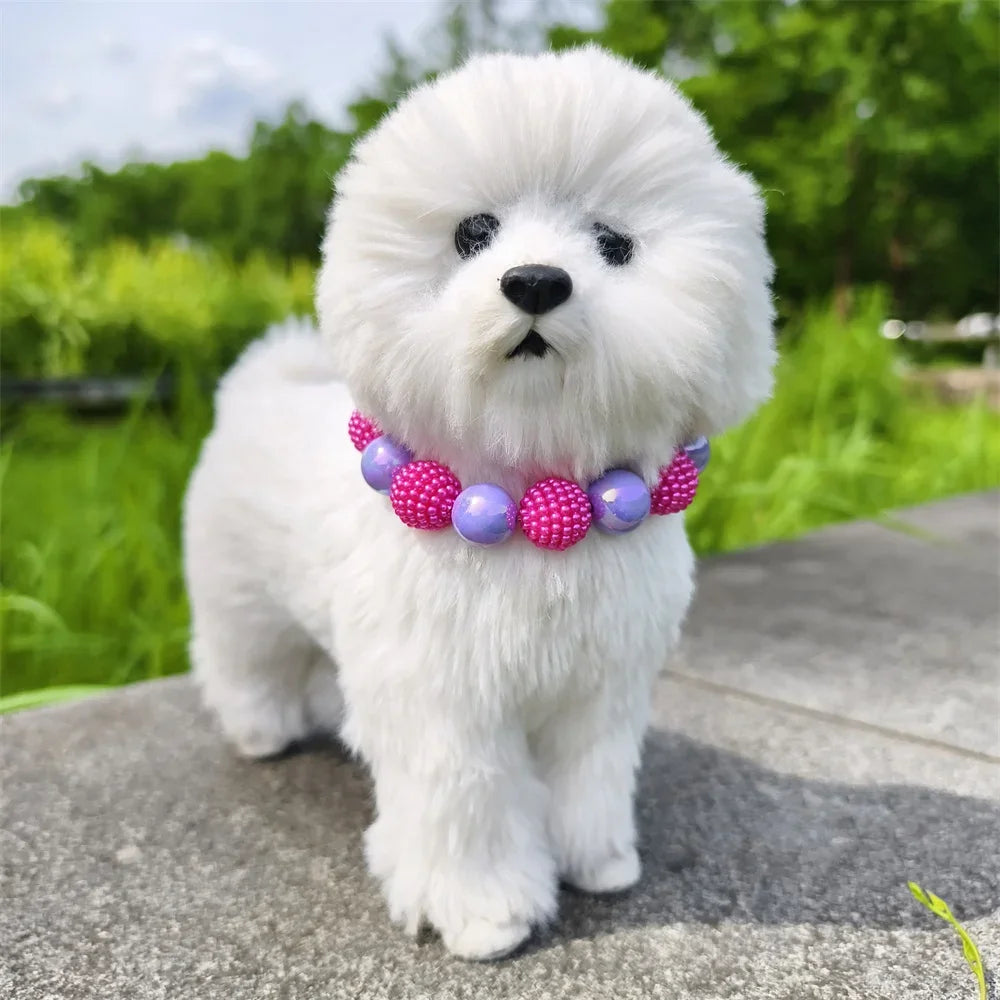 Luxury Pearl Pet Collar Necklace for Dogs and Cats – Handmade & Elastic