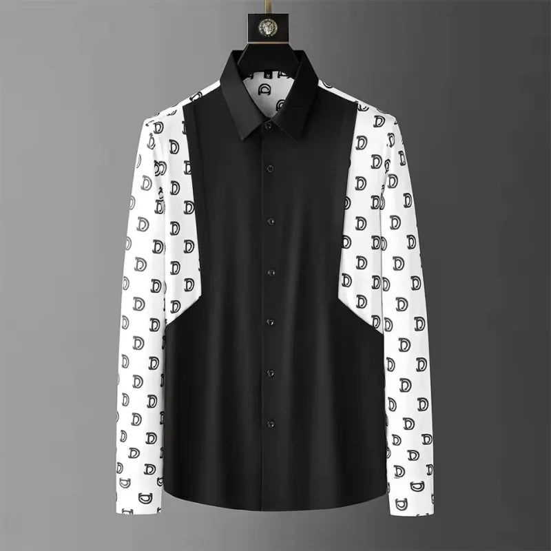 Luxury Korean Men's Printed Casual Shirt