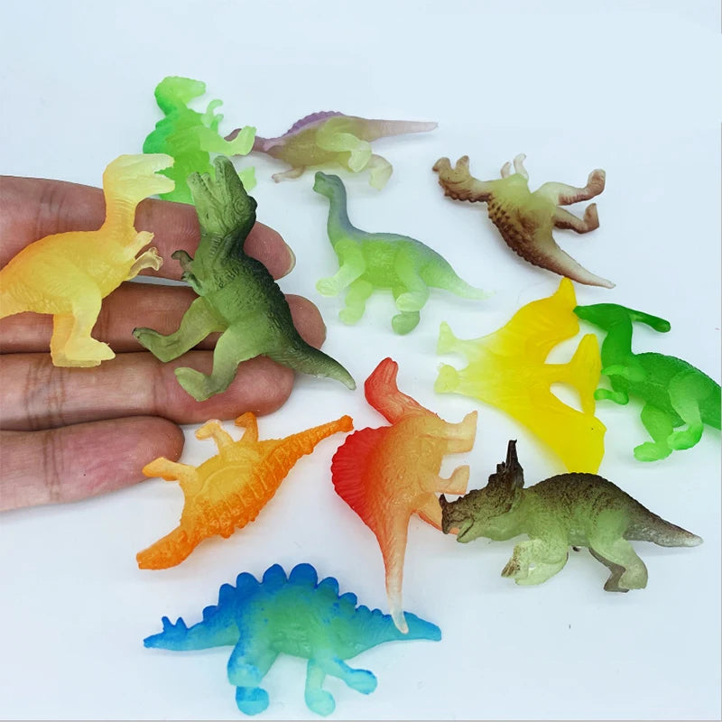 12Pcs Mini Glow-in-the-Dark Dinosaur Figure Set
