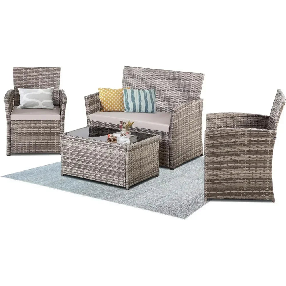 4-Piece Wicker Patio Furniture Set
