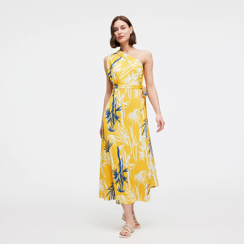 OhSunny UPF 50+ Beach Cover Up Skirt Tropical Print Maxi Sundress