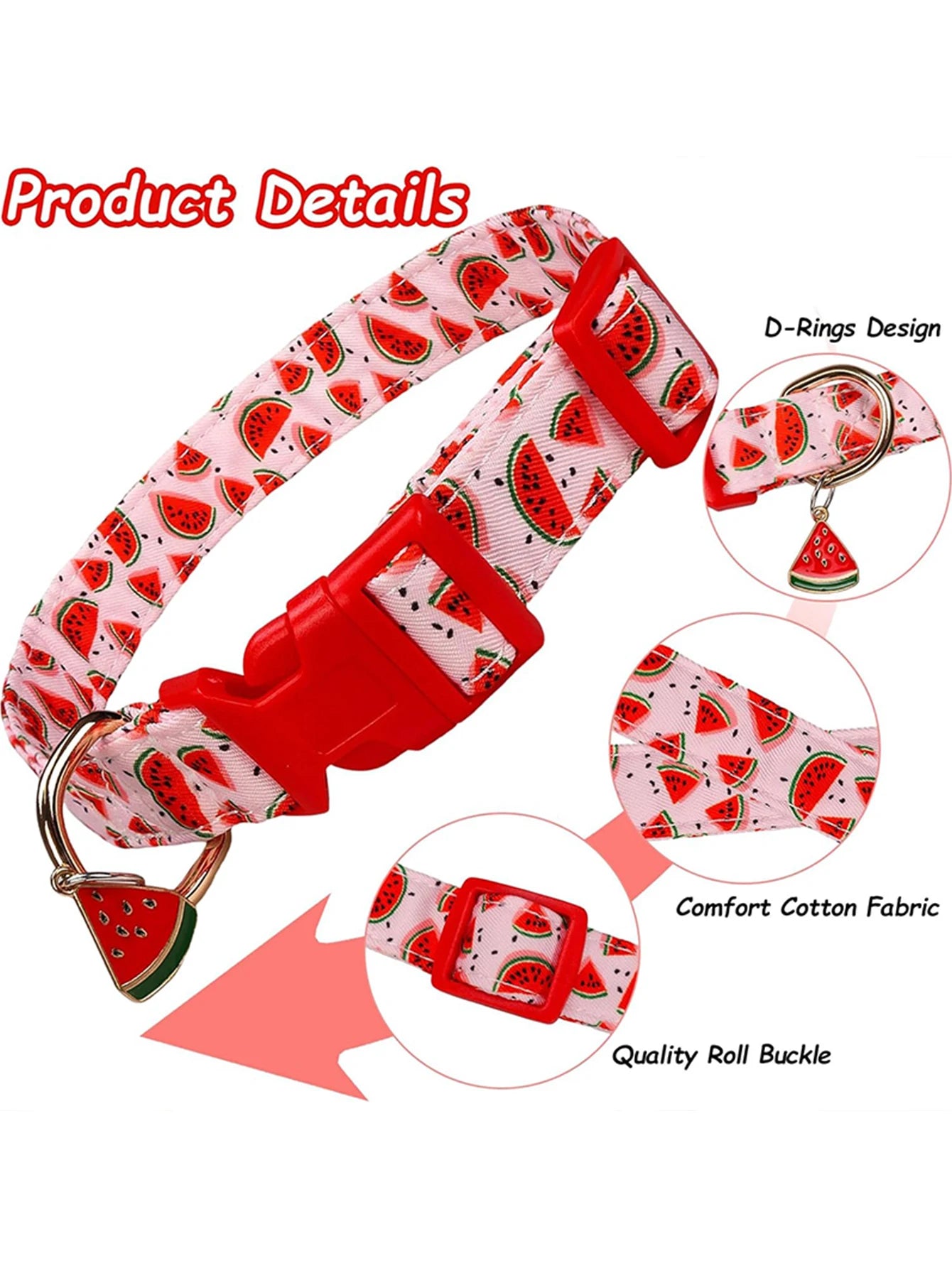 Fruit Pattern Dog and Cat Collar with Cute Metal Pendant for Pets