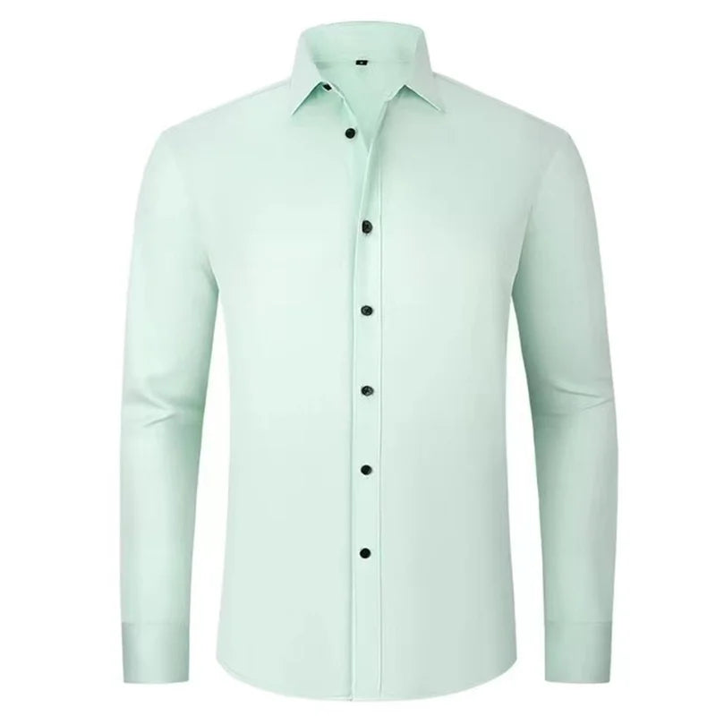 Luxury Men's Long-Sleeved Shirt - Ice Silk Poplin