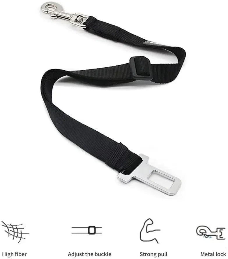 Adjustable Pet Car Seat Belt for Dogs and Cats – Safety Harness Clip