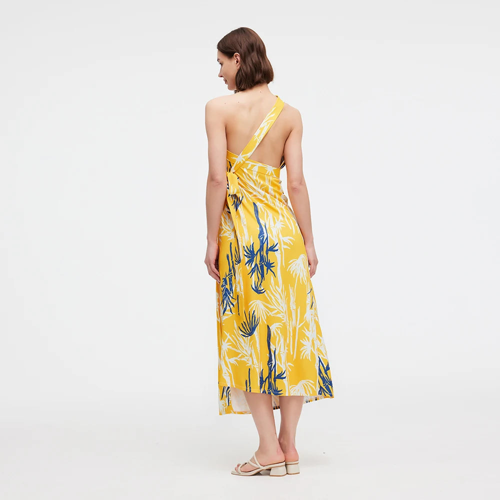 OhSunny UPF 50+ Beach Cover Up Skirt Tropical Print Maxi Sundress