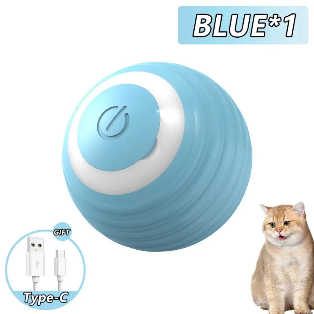 Smart Rechargeable Cat Toy Ball with Moving Tail and Auto Rolling