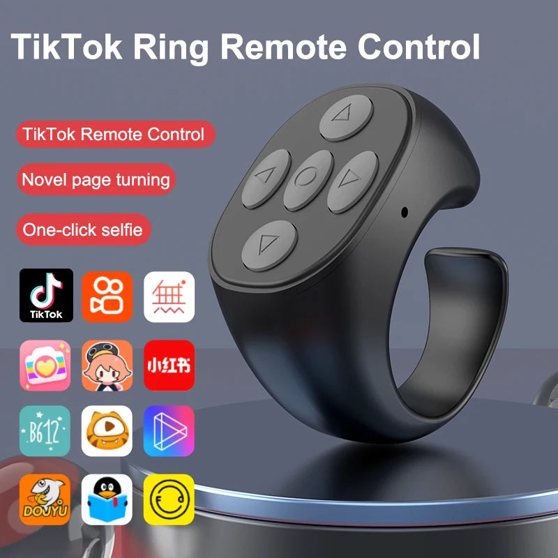 Bluetooth TikTok Remote Control Ring – Selfie & Like Controller