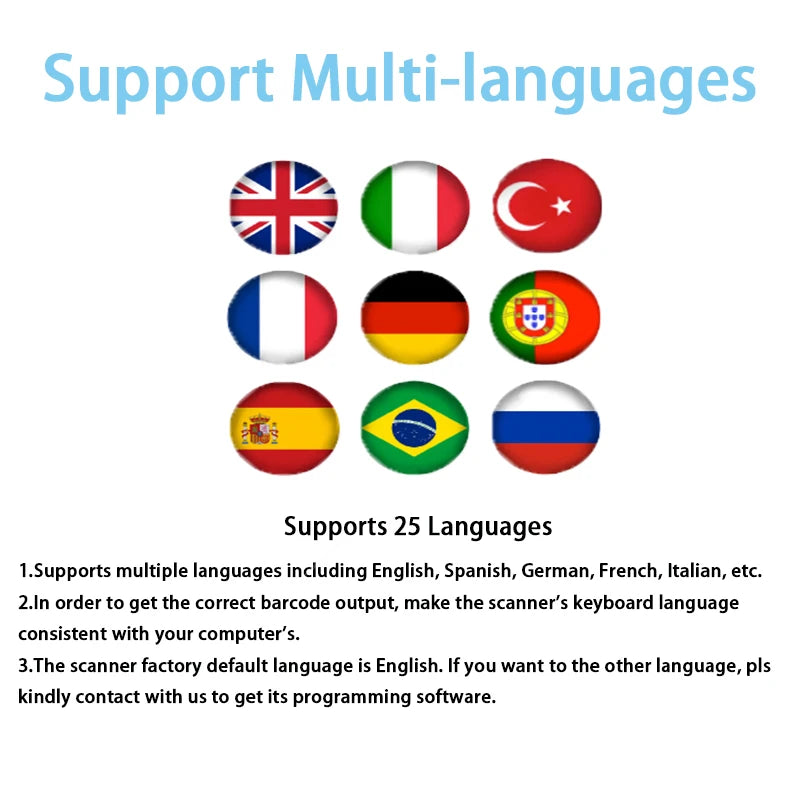 Omnidirectional 1D/2D QR Desktop Scanner – Hands-Free USB Plug & Play