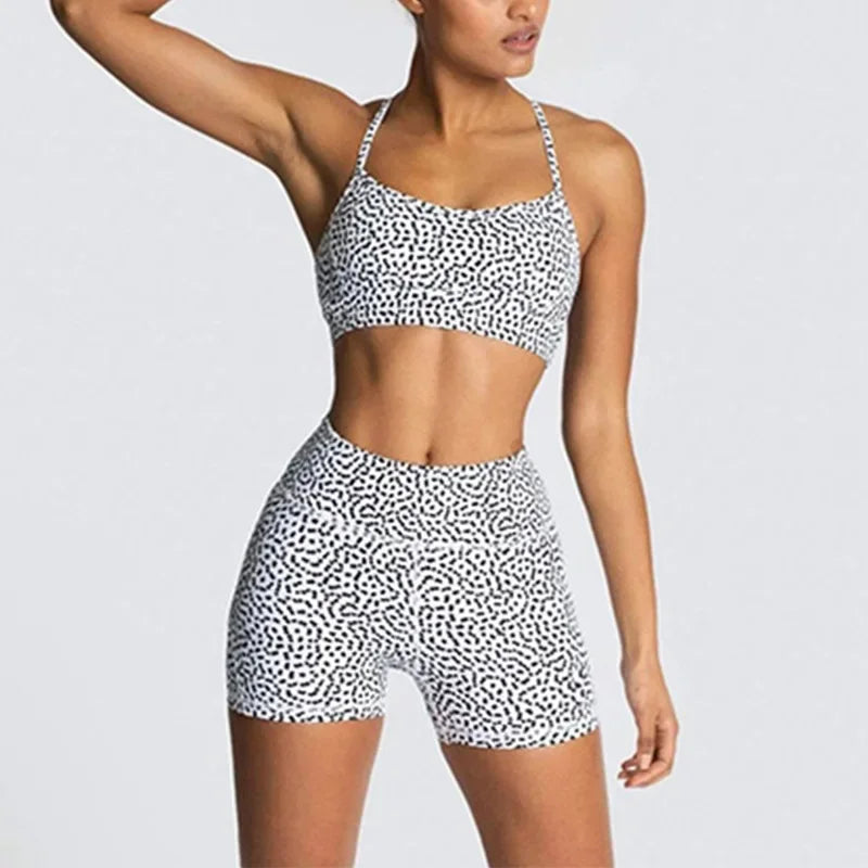 Leopard Print Yoga Set for Women Two Piece