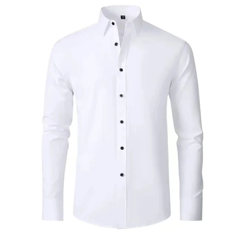 Luxury Men's Long-Sleeved Shirt - Ice Silk Poplin
