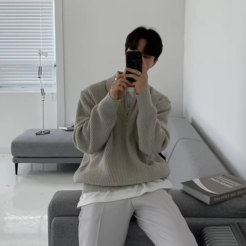 Men Korean Fashion Knitwear - Casual Pullover Sweater
