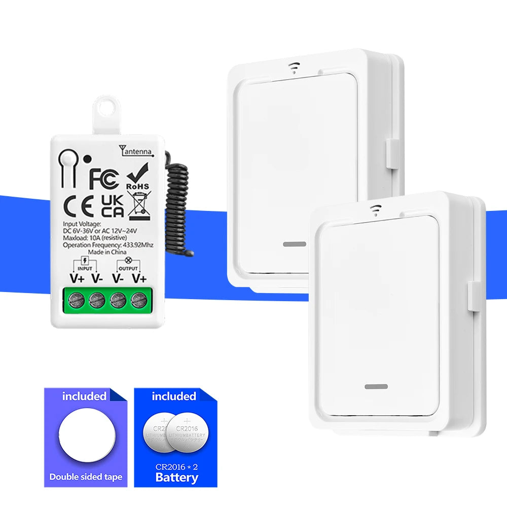 433MHz RF Wireless Remote Relay Switch Module (6–36V, 1CH)
