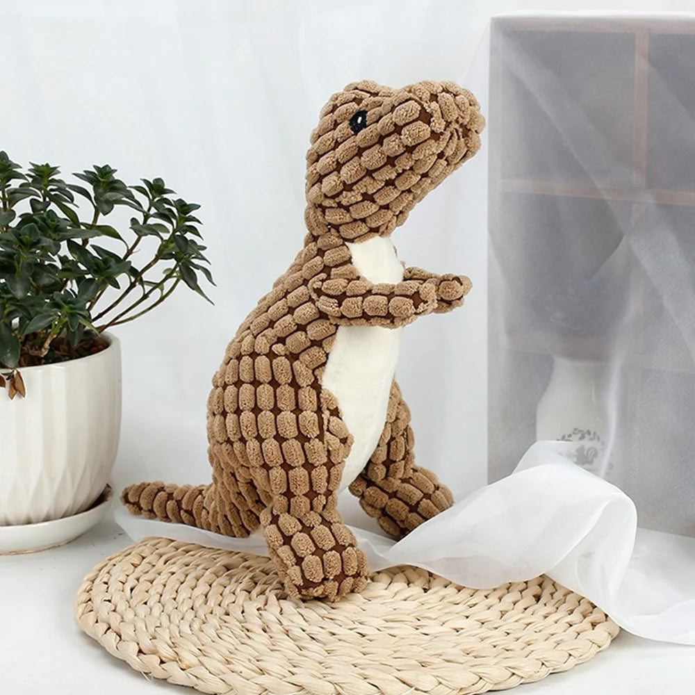 Interactive Plush Dinosaur Chew Toy for Small Dogs and Cats