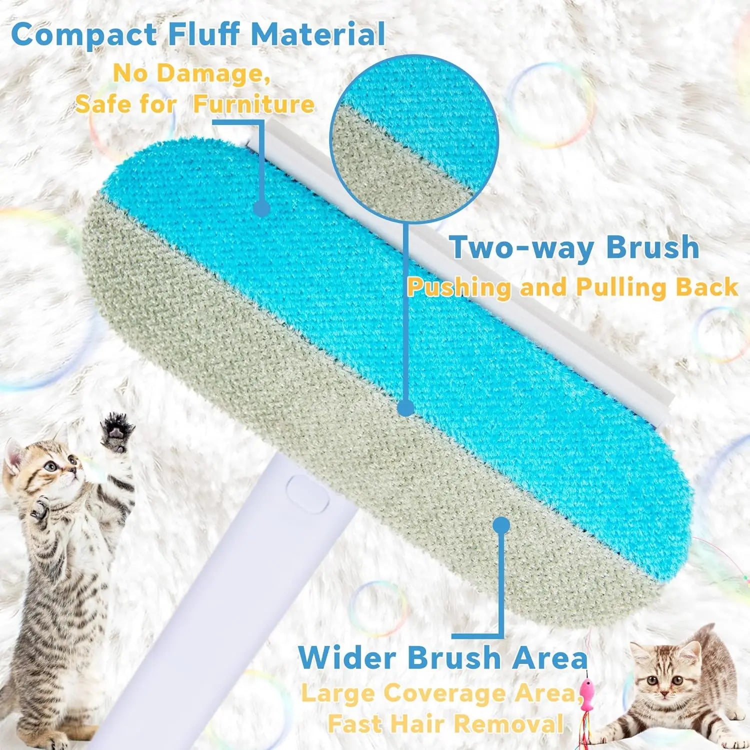 4-in-1 Long Handle Pet Hair Remover Brush for Dogs and Cats