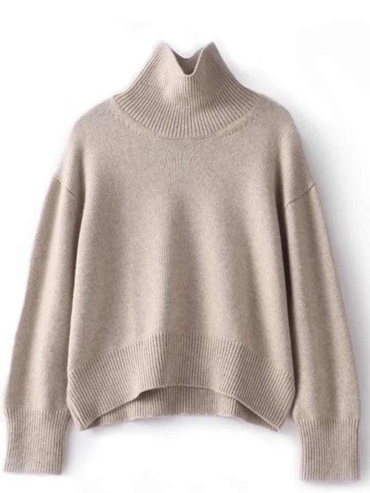 Luxury 100% Pure Cashmere Turtleneck Sweater for Women