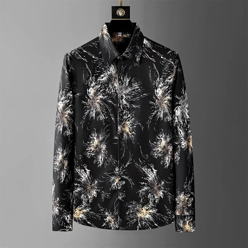 Luxury Korean Men's Printed Casual Shirt