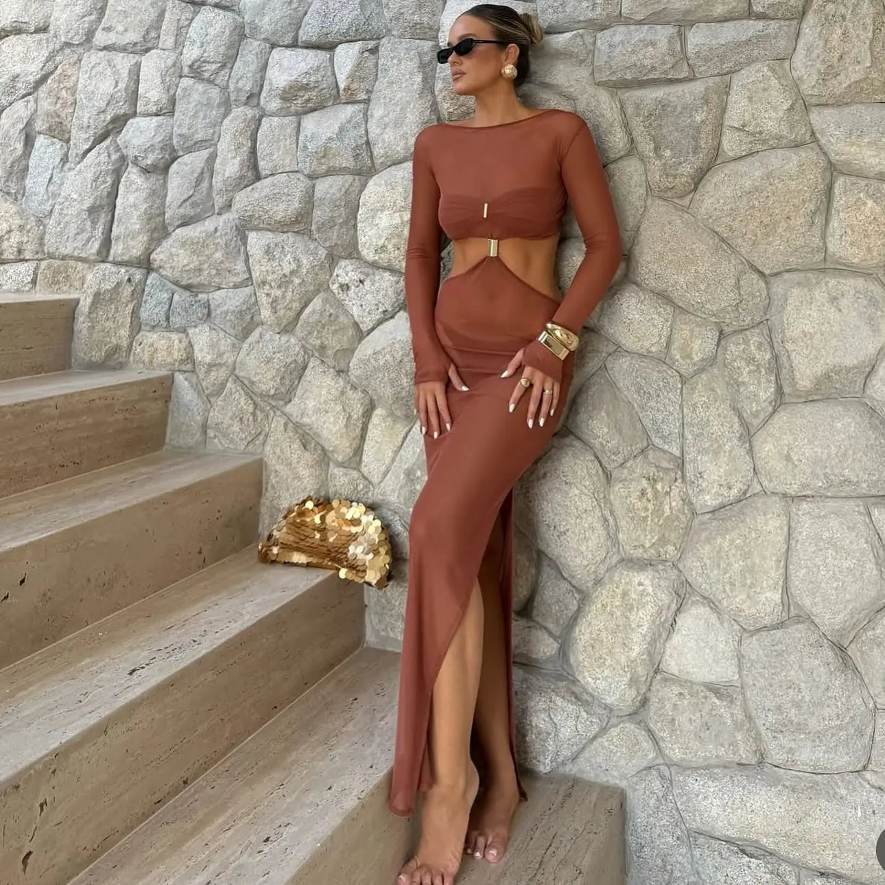 Bandage Bikini Set with Long Skirt Cover-Up