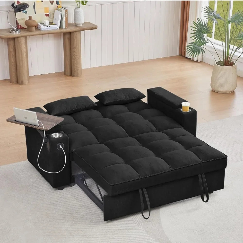 65'' Modern Chenille Sofa Bed - Versatile Living Room Furniture
