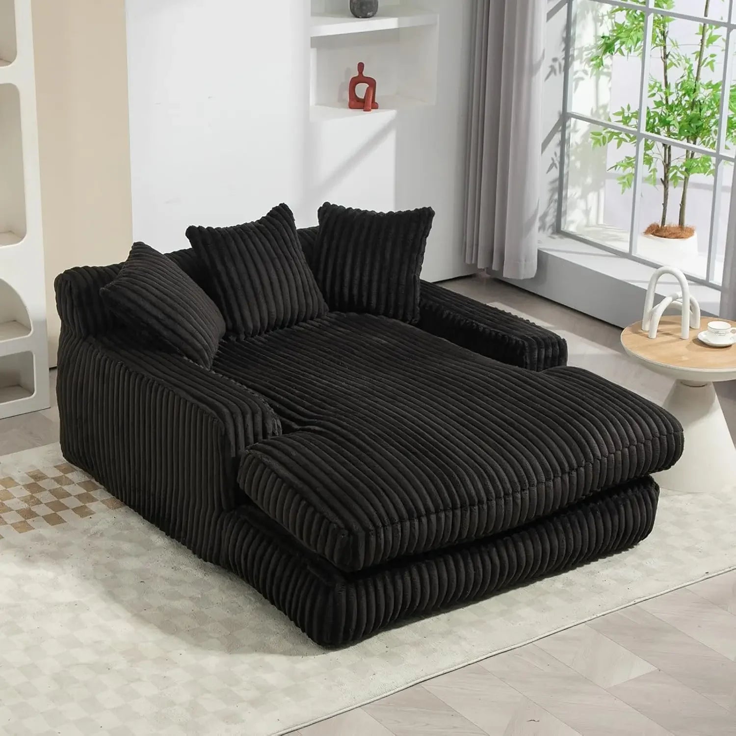 52" Upholstered Corduroy Chaise Lounge Chair - Comfy Cloud Couch