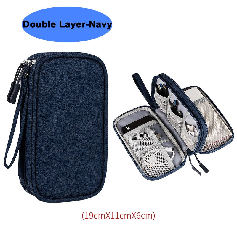 Double Layer Travel Cable Organizer – Waterproof Electronics Bag