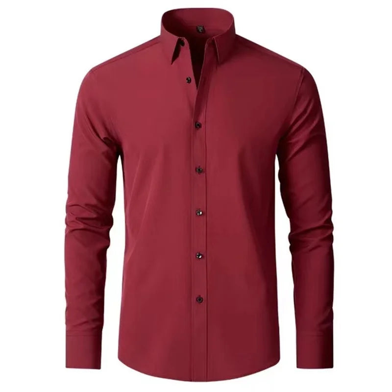 Luxury Men's Long-Sleeved Shirt - Ice Silk Poplin