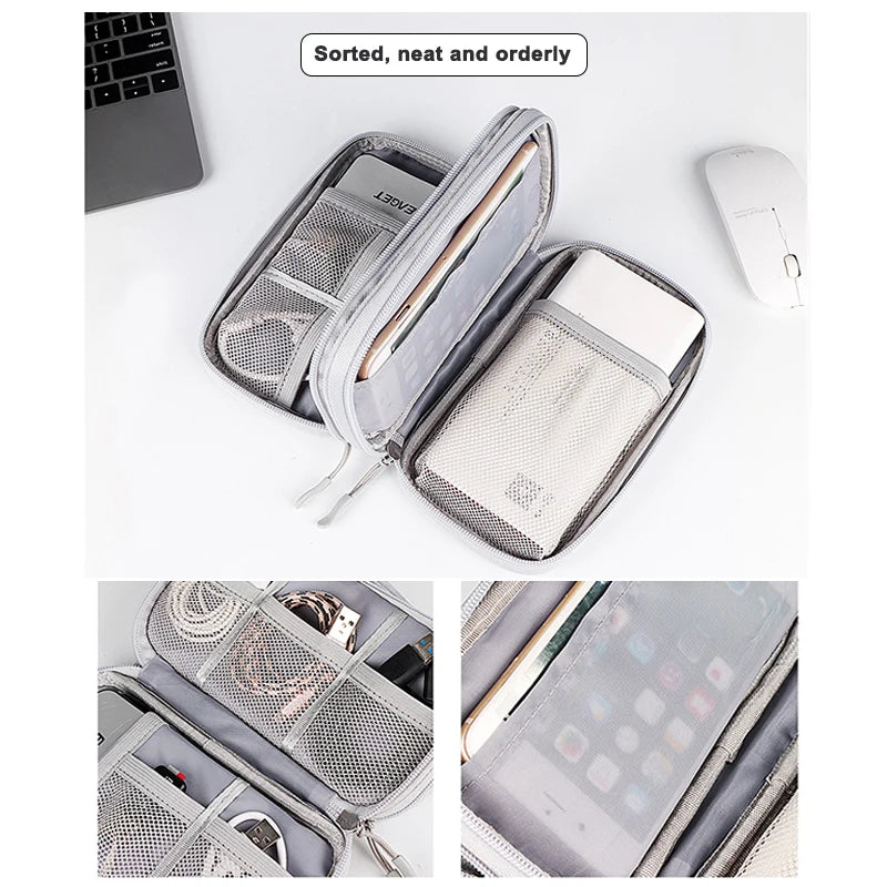 Double Layer Travel Cable Organizer – Waterproof Electronics Bag