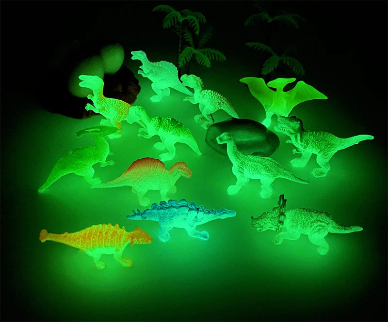 12Pcs Mini Glow-in-the-Dark Dinosaur Figure Set