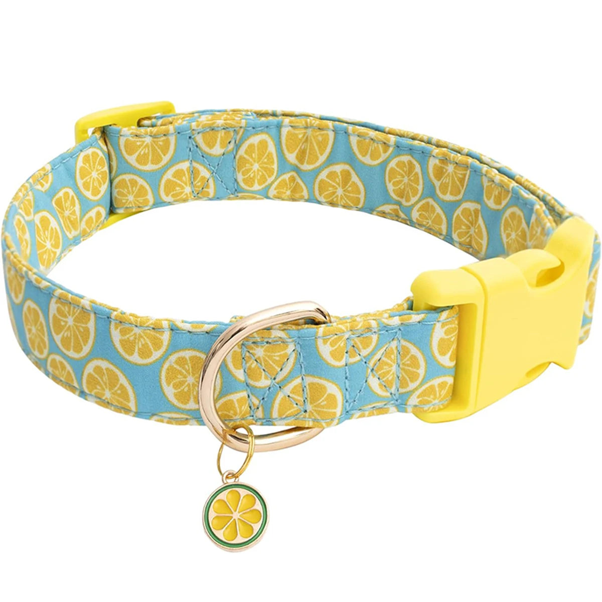 Fruit Pattern Dog and Cat Collar with Cute Metal Pendant for Pets