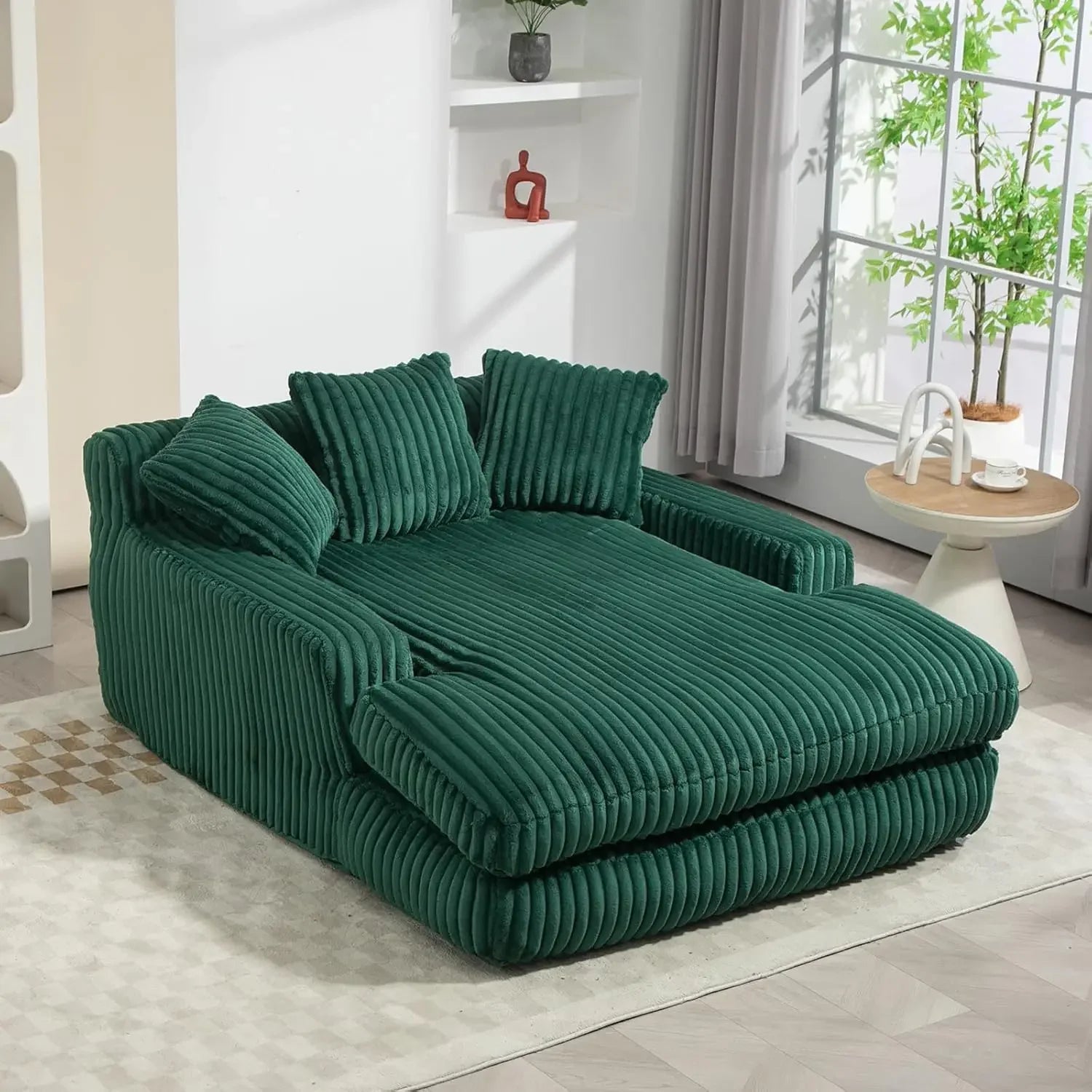 52" Upholstered Corduroy Chaise Lounge Chair - Comfy Cloud Couch