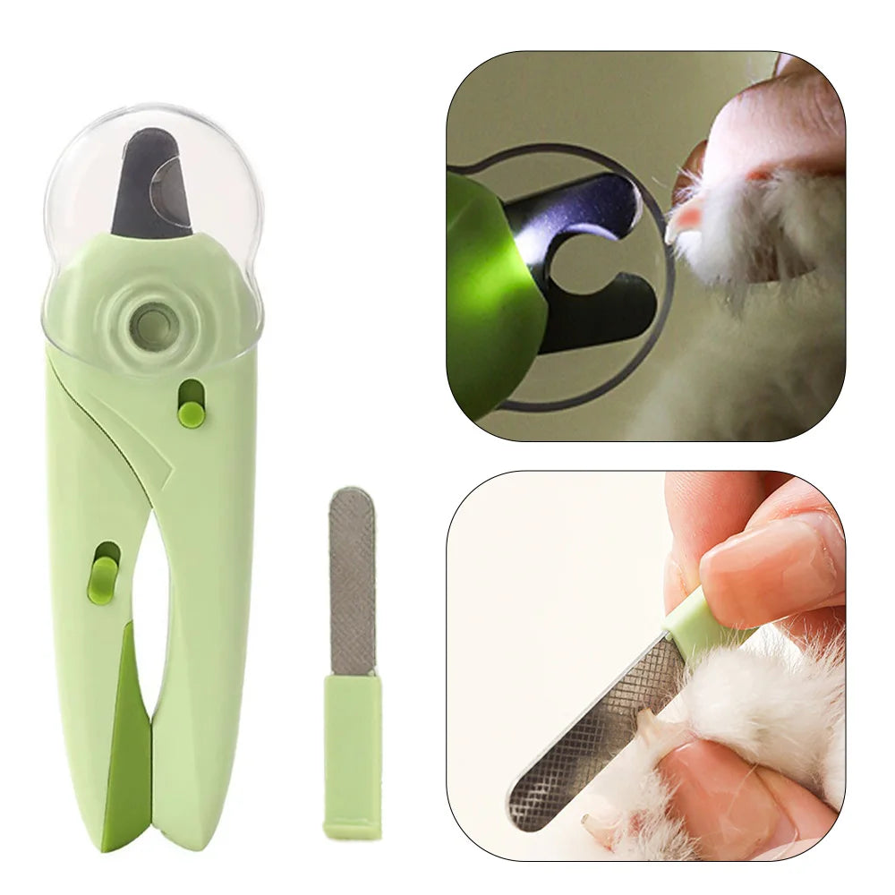 Pet Nail Clipper with LED Light for Dogs and Cats, Anti-Splash Design