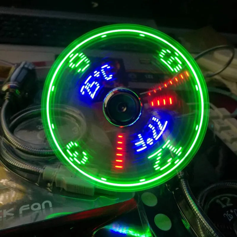 USB Mini Fan with LED Time Display – Creative Laptop Gadget