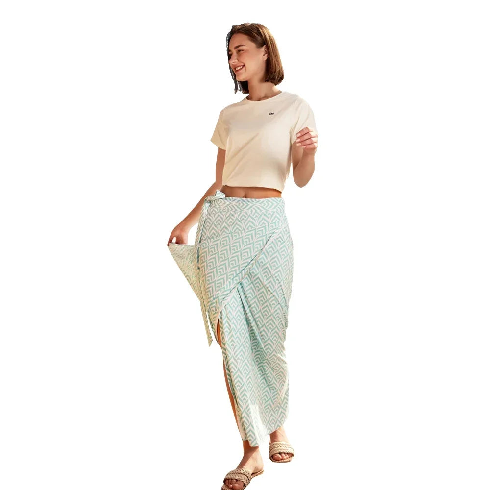 OhSunny UPF 50+ Beach Cover Up Skirt Tropical Print Maxi Sundress