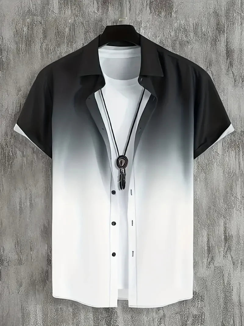 Gradient 3D Printed Men's Summer Beach Shirt
