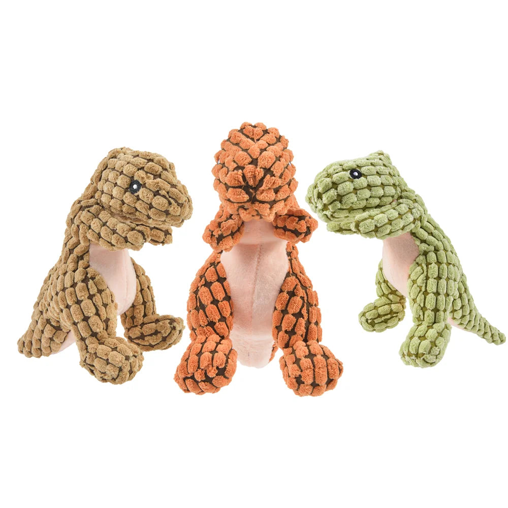 Interactive Plush Dinosaur Chew Toy for Small Dogs and Cats