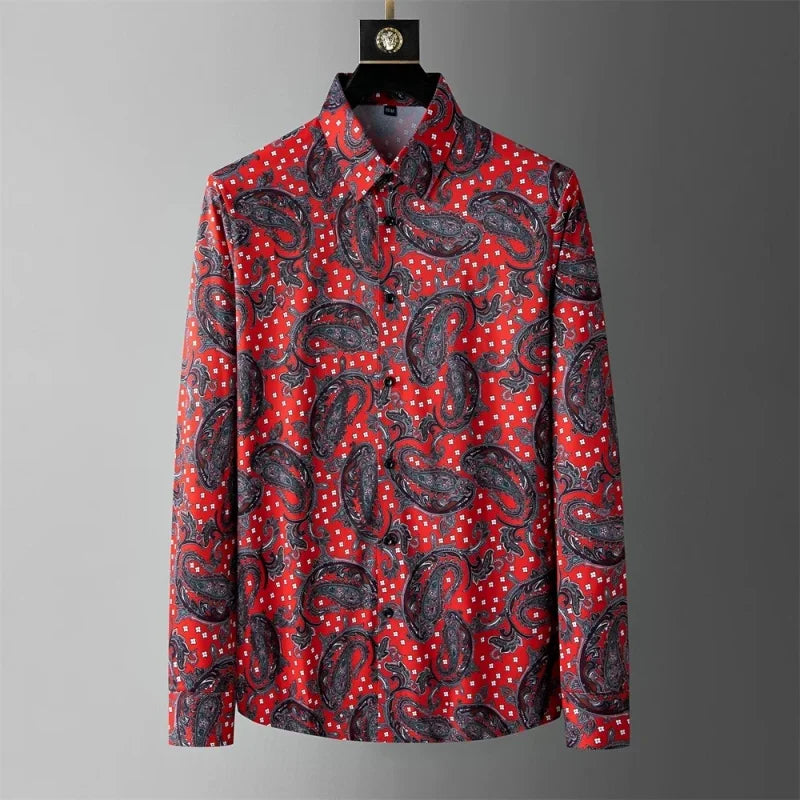 Luxury Korean Men's Printed Casual Shirt
