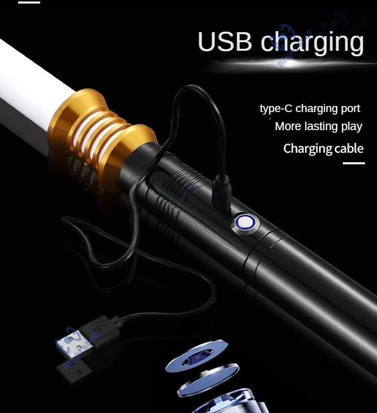 RGB Metal Lightsaber Laser Sword – 15 Color Change with Sound Effects