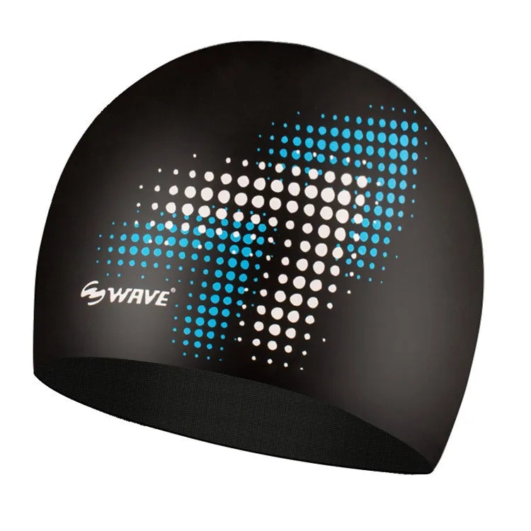 Waterproof Silicone Swim Cap for Men and Women with Printed Design