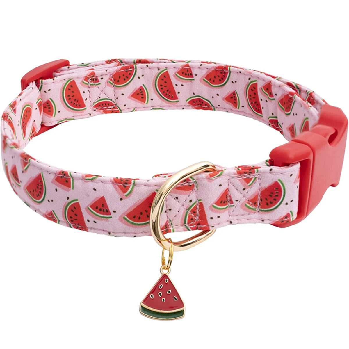 Fruit Pattern Dog and Cat Collar with Cute Metal Pendant for Pets