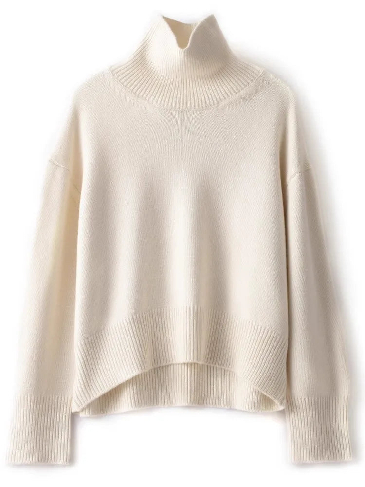 Luxury 100% Pure Cashmere Turtleneck Sweater for Women