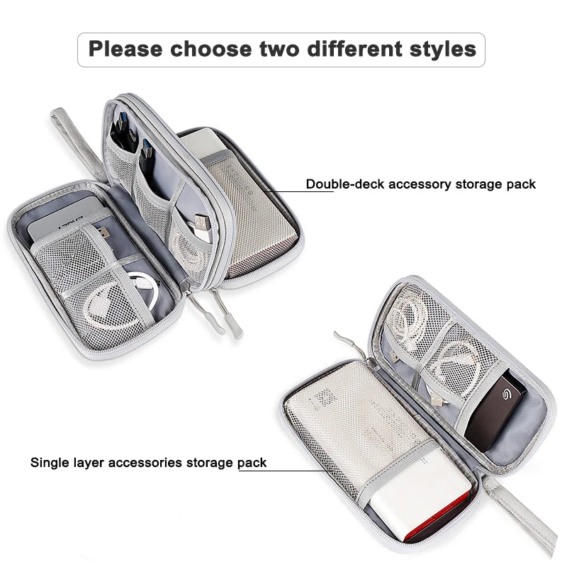 Double Layer Travel Cable Organizer – Waterproof Electronics Bag