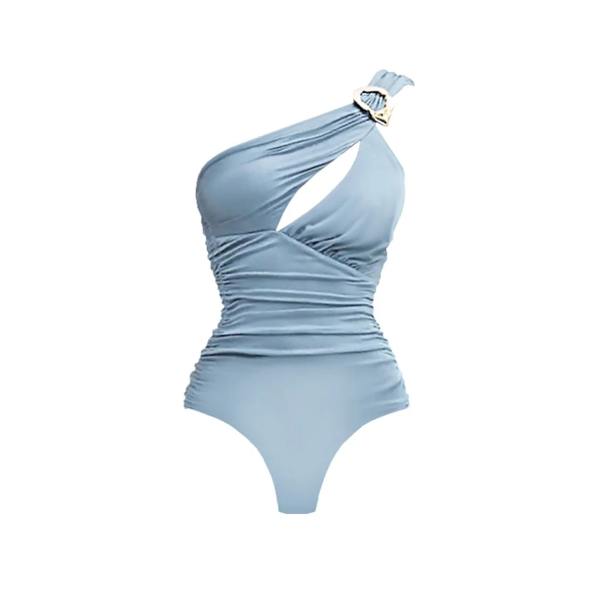 Deep V-Neck Swimsuit with Skirt – Sexy Cut-Out Push-Up Bikini