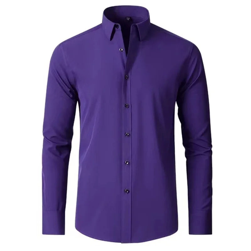 Luxury Men's Long-Sleeved Shirt - Ice Silk Poplin