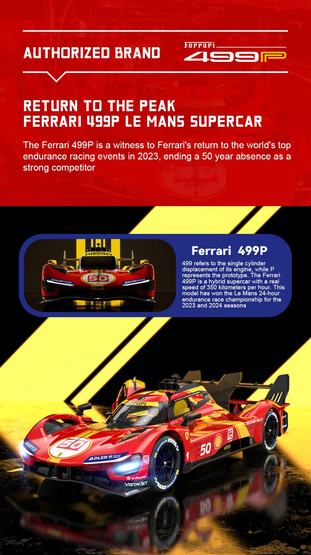 1/14 Ferrari 499P #50 2024 Champion RC Car