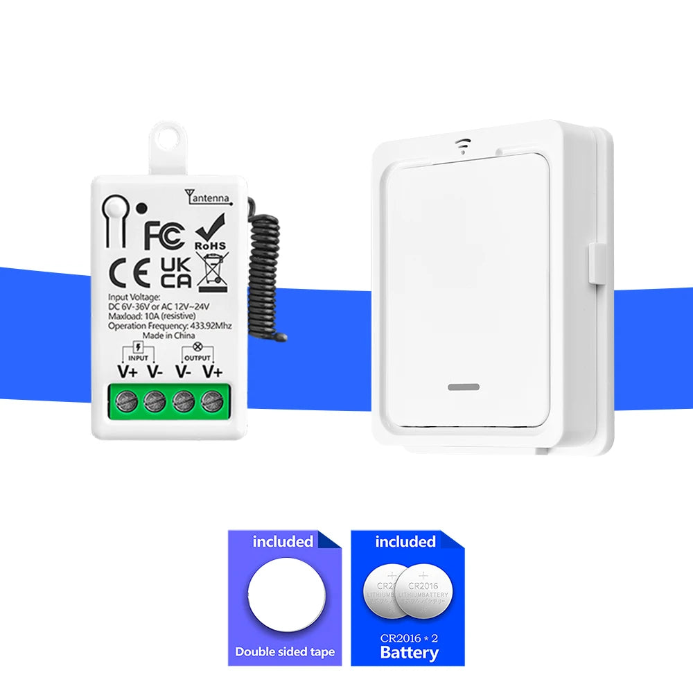 433MHz RF Wireless Remote Relay Switch Module (6–36V, 1CH)