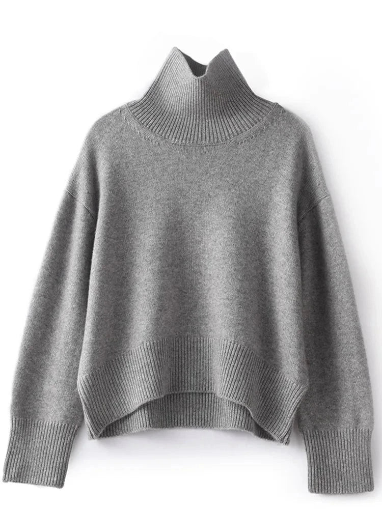 Luxury 100% Pure Cashmere Turtleneck Sweater for Women